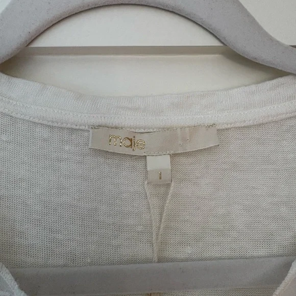 Maje Riam 100% Linen Sundress White Eyelet Scoop Neck Layered Skirt - Picture 8 of 11